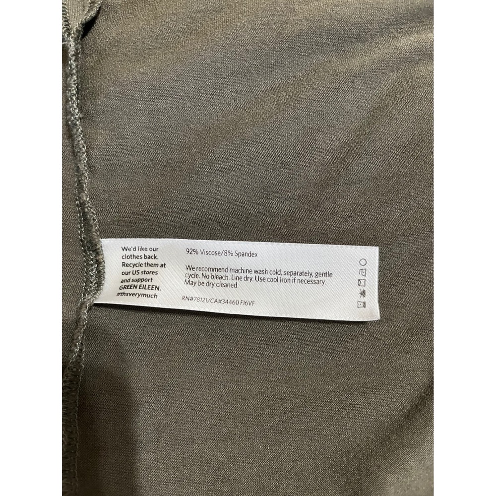 Eileen Fisher Olive Green Viscose Jersey Short Sleeve Midi T-Shirt Dress L - Picture 3 of 4